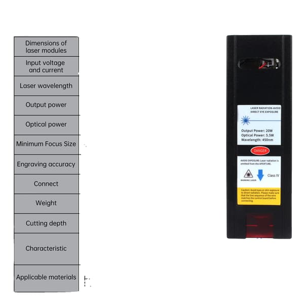 Laser Modul, 3-Pins Forbindelse, Egnet til CNC Maskiner,20W 33x33mm