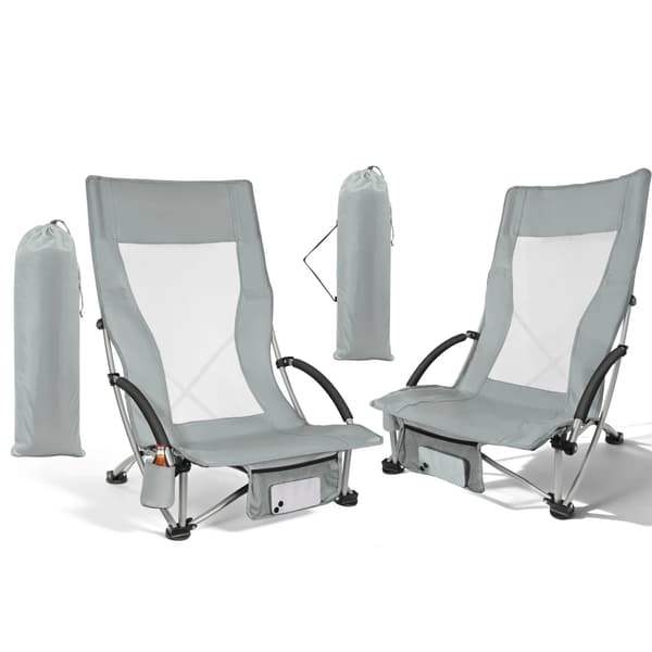 Strandstol, Letvægts, Ergonomisk Design,2stk grå