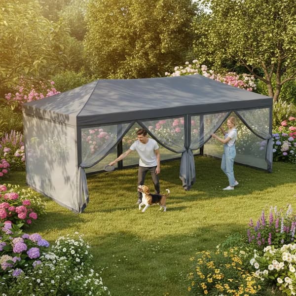 Fällbart Tält med Ram, 3X6 meter, Väderbeständig, Mångsidig Användning,armégrön
