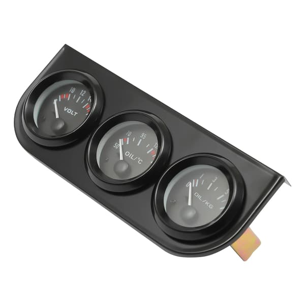 Bilmålerkit, 3-i-1 Voltmeter, Olietemperatur- og Trykmåler,sort