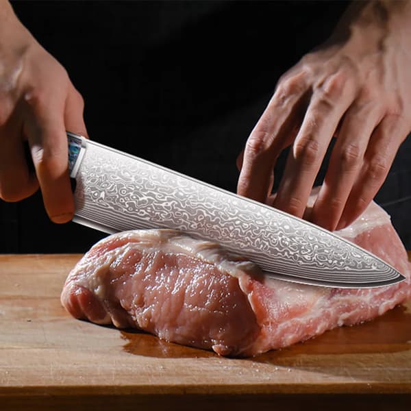 Kokkiveitsi, Damaskiterästerä, Ergonominen Kahva, Kokkiveitsi