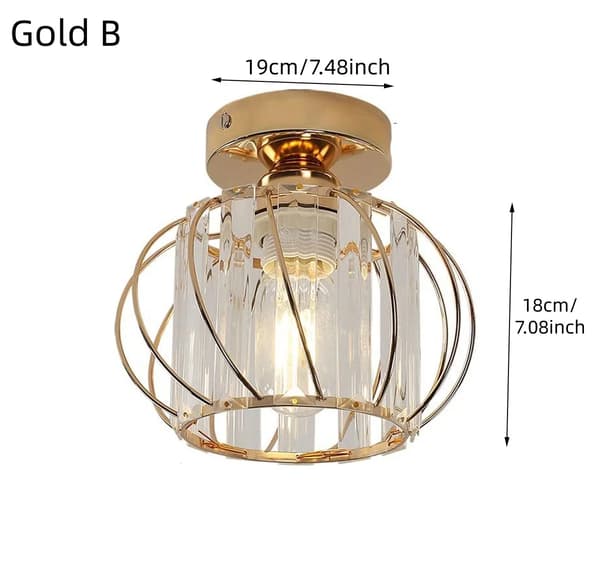 Loftlampe, Krystal Design, E27 Sokkel,Guld B