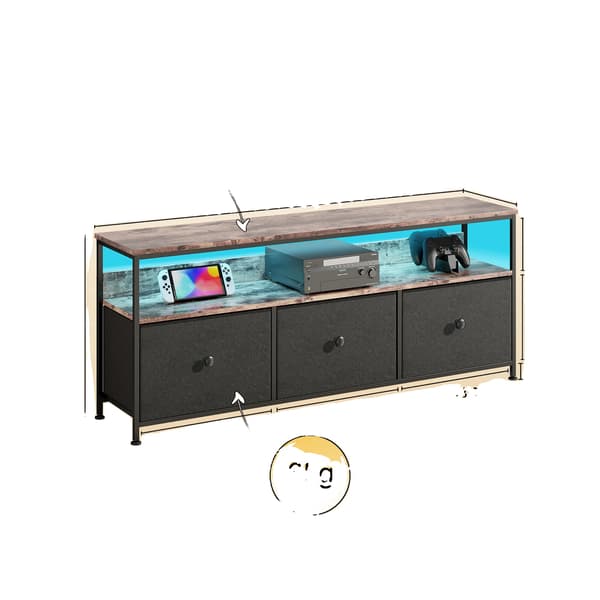 TV-stander, LED-belysning, multifunktionel opbevaring,Sort 108×29.8×57cm