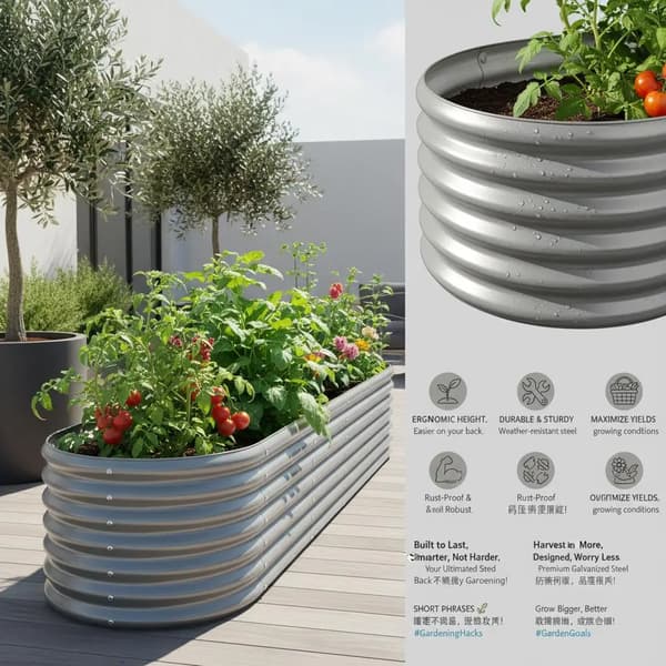 Havekasse, Holdbart Galvaniseret Stål, Pladsbesparende Design,hær grøn