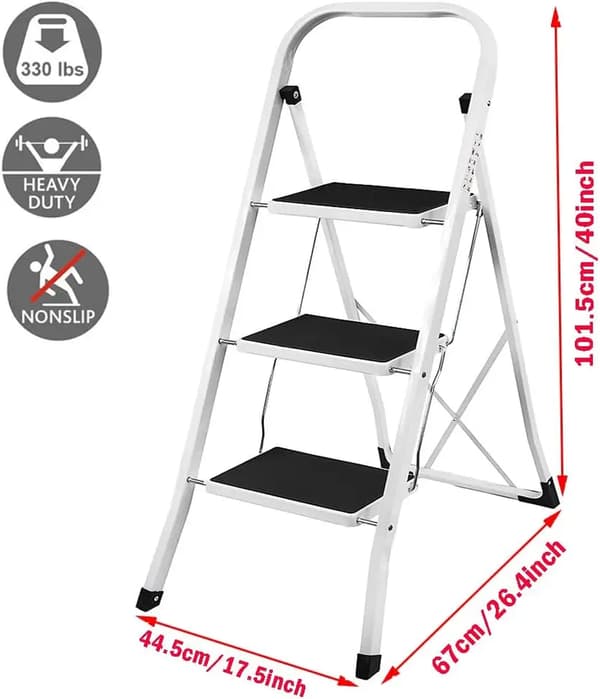 Stegpall, Fällbar Design, Säkerhetsfunktioner,3 steg