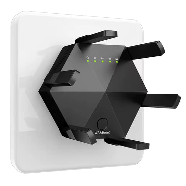 WiFi Forlænger, 1200Mbps Højhastighed, 6 Antenner,sort