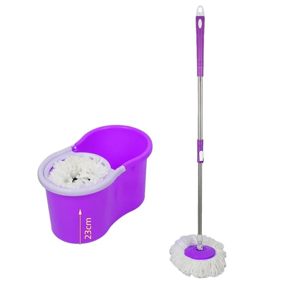 Spin Mop, Dobbelt Spand System, Justerbart Håndtag,LILLA
