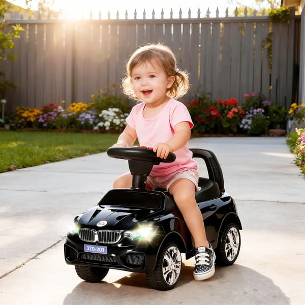 Børne Ride-on Bil, Multifunktionelt Legetøj med Opbevaring, Sikker Design,sort