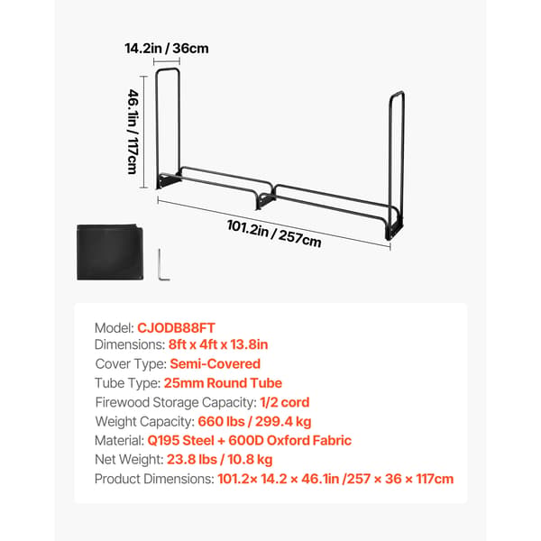 Vedställ, Hållbart Väderkydd, Robust Konstruktion,8ft 660 lbs
