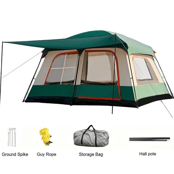 Tunnelcampingstält, Rymlig Design, UV-skydd,Grön-B