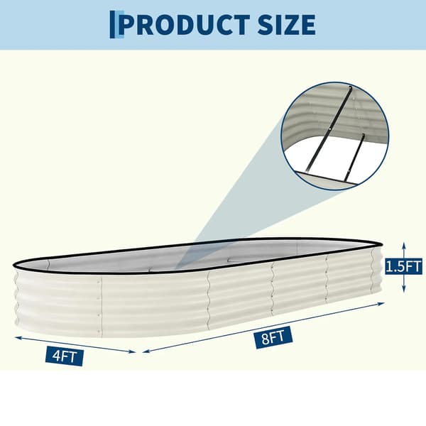 Höjd trädgårdsbädd, Hållbart material, Ergonomisk design,Vit 240x120x45cm