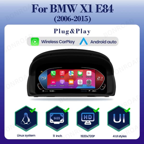 Instrumenteringspanel, 11-tommer skærm, Plug and Play interface,X1 E84-Med CarPlay
