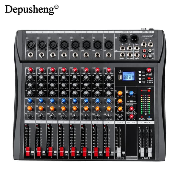 Lydmixer, 8 Kanaler, Bluetooth & USB-forbindelse,DX8