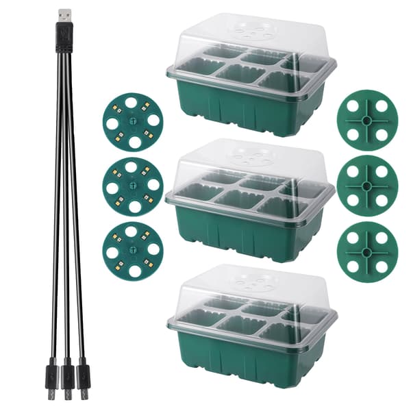 Fröstartbricka, Växtlampa, Justerbar Ventilation,3-ljus-6 Cell