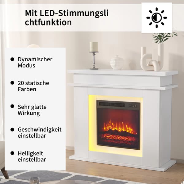 Elektrisk Eldstad, Fjärrkontroll, Dimmbar Ljusstyrka,Elektrisk eldstad + Skåp