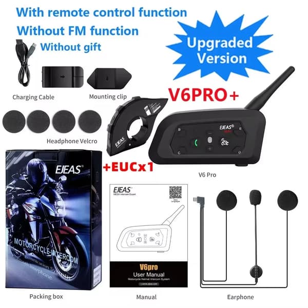 Motorcykel Intercom, 800M Rækkevidde, Bluetooth Forbindelse,1PC med 1 EUC