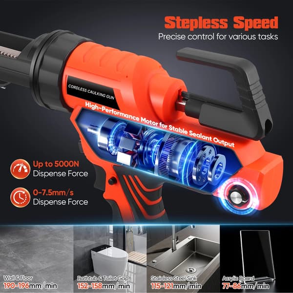 Siliconepistol, genopladeligt batteri, LED-lys,orange sort