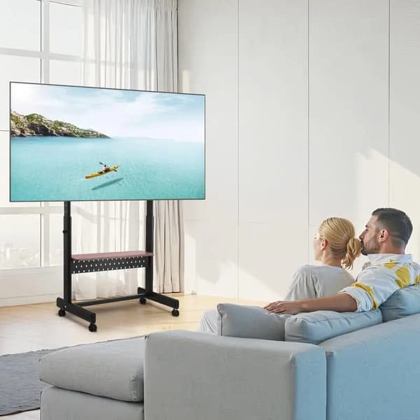 TV-ställ, Höjdjusterbart, Mobil Design, svart
