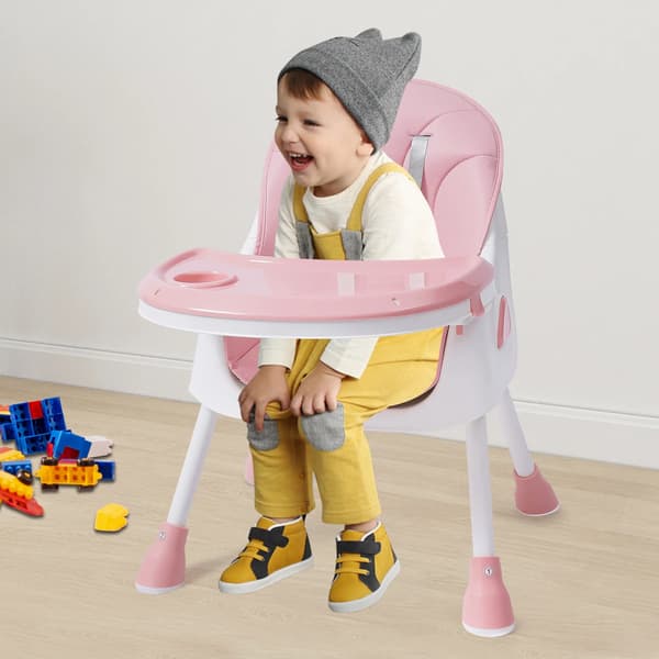 Hög stol, Mångsidig 2-i-1 design, Säkerhetsfunktioner,Rosa