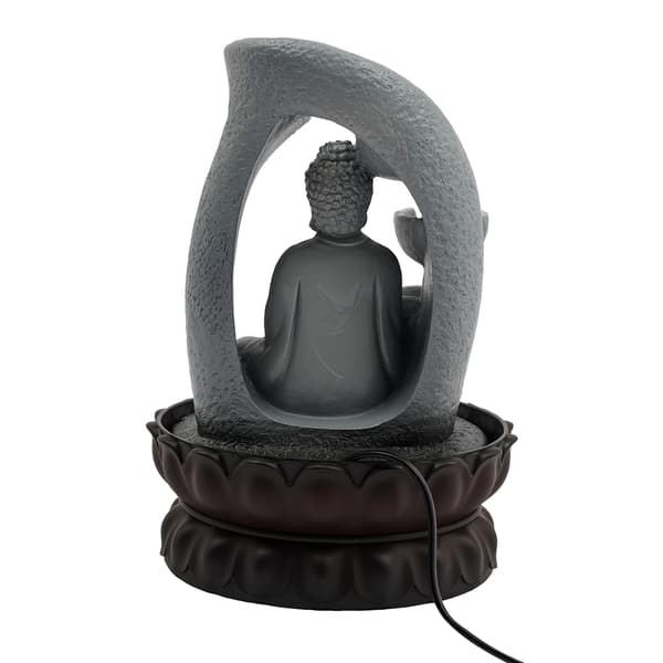 Buddha Ornament, Vattenpump Funktion, Elegant Heminredning,Grå