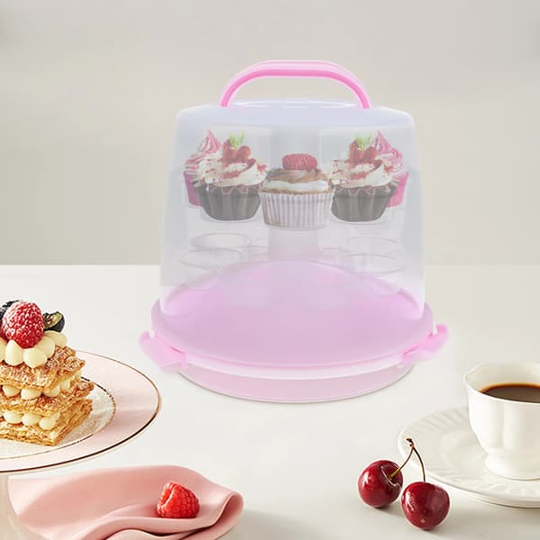 Tårtkärl, 24-muffins kapacitet, snap-in lock,Rosa