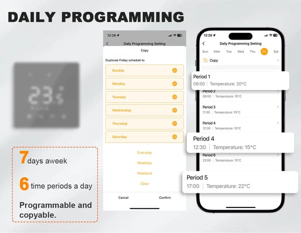 WiFi Zigbee Termostat, Programmerbar, Smart Assistant Kompatibel,Zigbee-Hvid