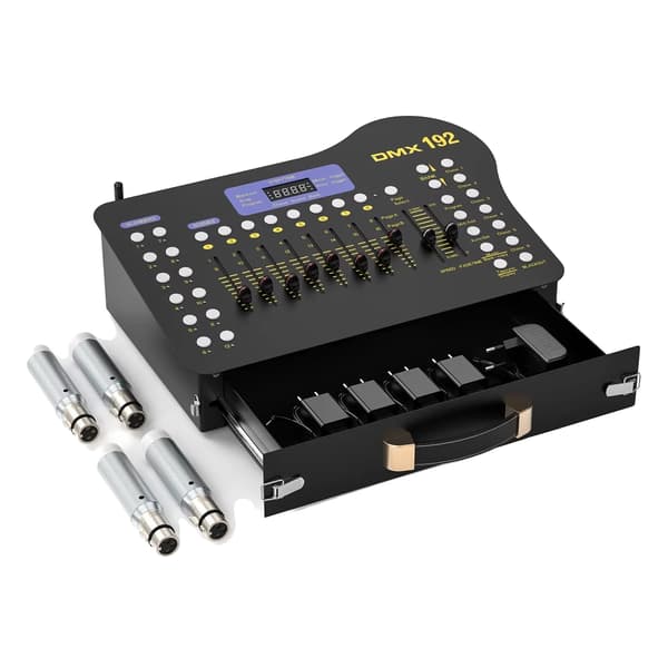 DMX-controller, 192 kanaler, trådløs kommunikation,EU stik, sort