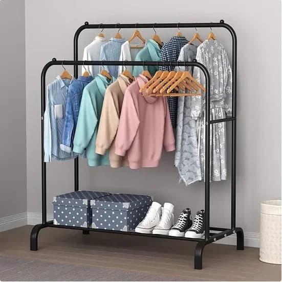Kappeholder, Dobbelt-Skinne Design, Robust Jernkonstruktion,sort