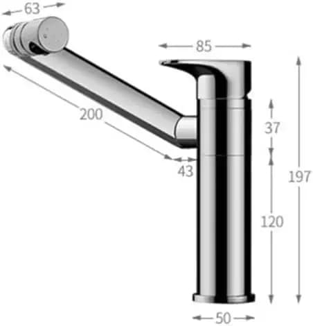 Vaskemaskinehane, 360° Drejbar, Krom Finish,sølv