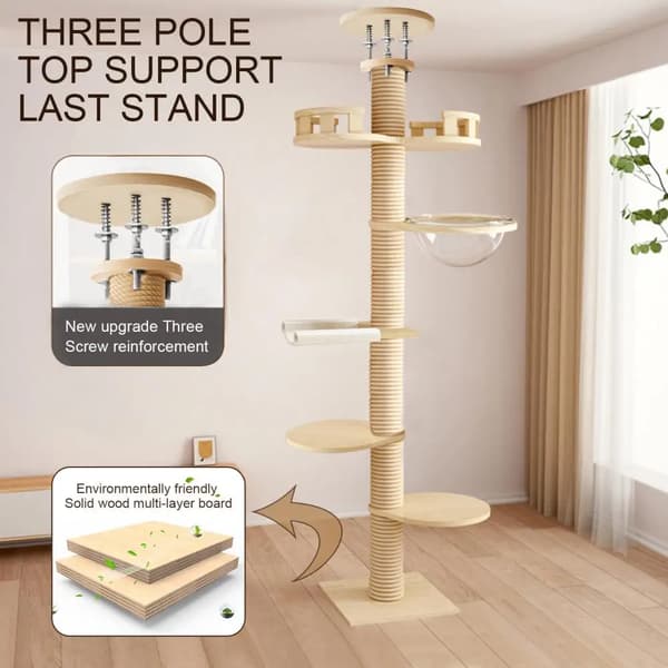 Kattträd, 6-nivådesign, justerbar höjd,1 Set