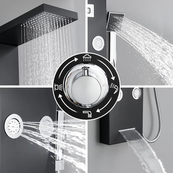 Bruserpanel, 4-funktions hydromassage, nem installation,sort