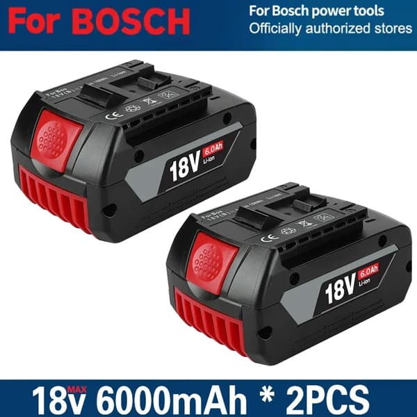 Lithium Ion Batteri, 18V, 6000mAh Kapacitet,2stk batteri 6.0AH