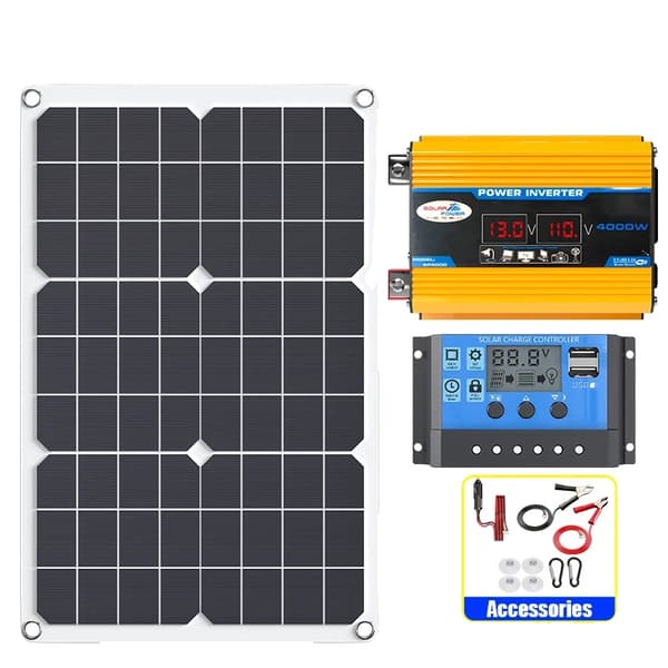 Solenergi Paket, Hög Effektivitet Panel, MPPT Laddningsregulator,som visas