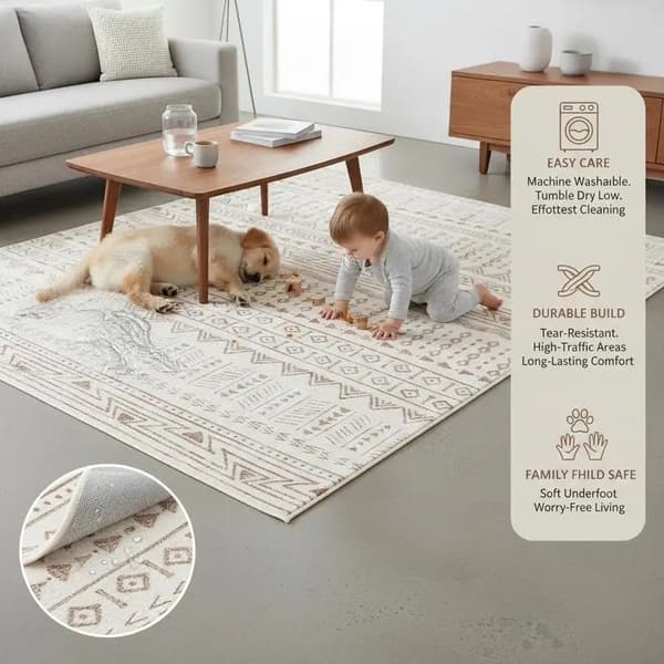 Matta, Halkfri Design, Maskintvättbar, armégrön