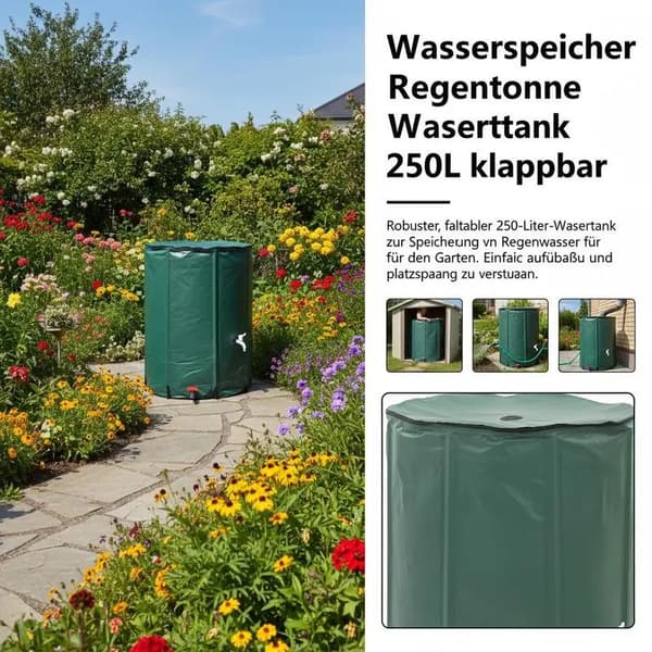 Regnvandstank, Foldbart Design, Højkvalitets PVC,100 x 100 cm