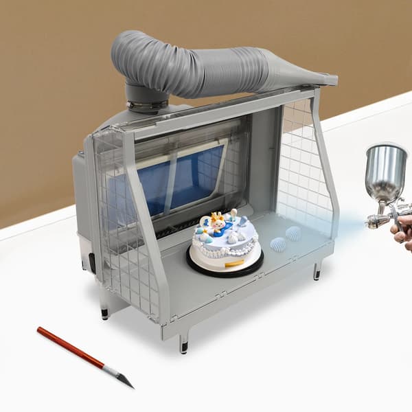 Airbrush Spray Booth, Foldbart Design, Integreret Udsugningsventilator,Grå
