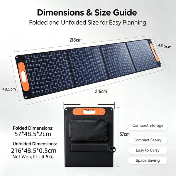 Solpanel, Høj Effektivitet, Foldbart Design,1PCS   180W