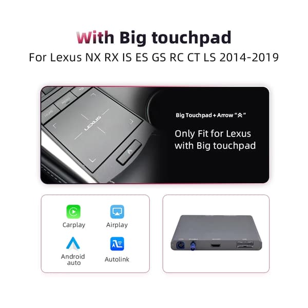 CarPlay Android Auto Modul, Trådløs Forbindelse, Kompatibel med Lexus Modeller,Med stort touchpad