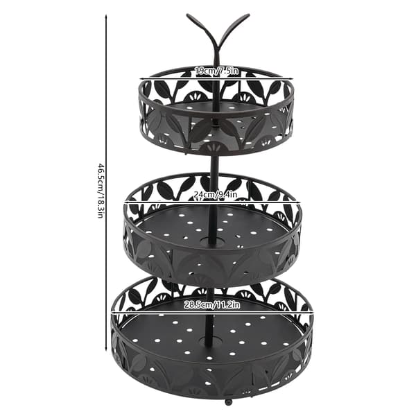 Frugtkurv, Tre-niveau Struktur, Pladsbesparende Design,3Tier