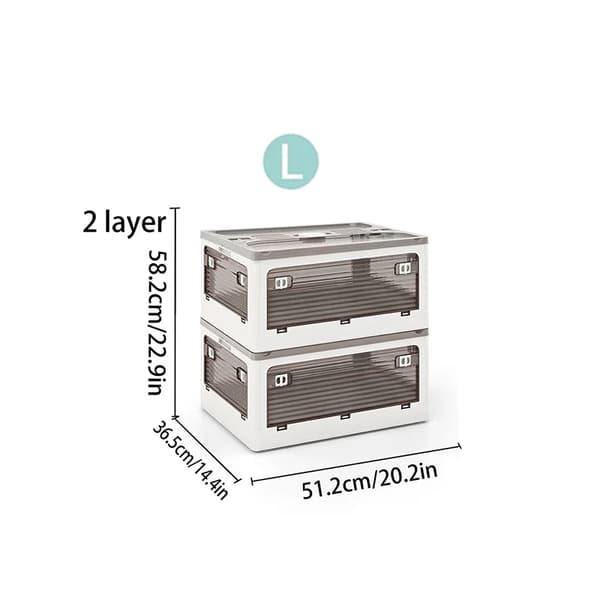 Förvaringslåda, Stapelbar, Fällbar Design,Vit-L-2
