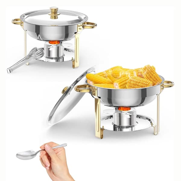 Chafing Dish Sæt, Rustfrit Stål Konstruktion, Temperaturkontrol,2stk