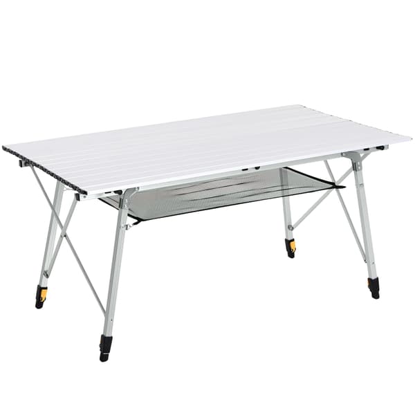 Foldbart Campingbord, Justerbar Højde, Letvægts og Bærbart,Hvid