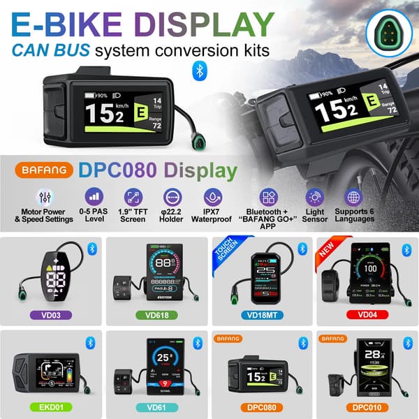 EBike Display, CAN BUS Kompatibilitet, LED Indikatorpanel,BAFANG DPC080-CAN