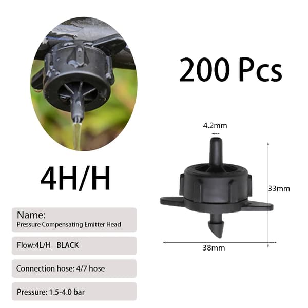 Dryppemitters, Justerbar Flow Rate, Nem Installation,4L 200Pcs