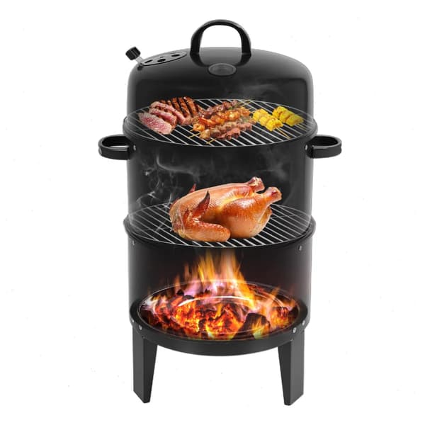 BBQ Røger Grill, Tungt Jern, Stor Kapacitet,sort