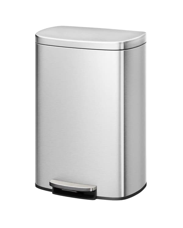 Köksavfallshink, 13-gallons kapacitet, mjukstängande lock,Silver