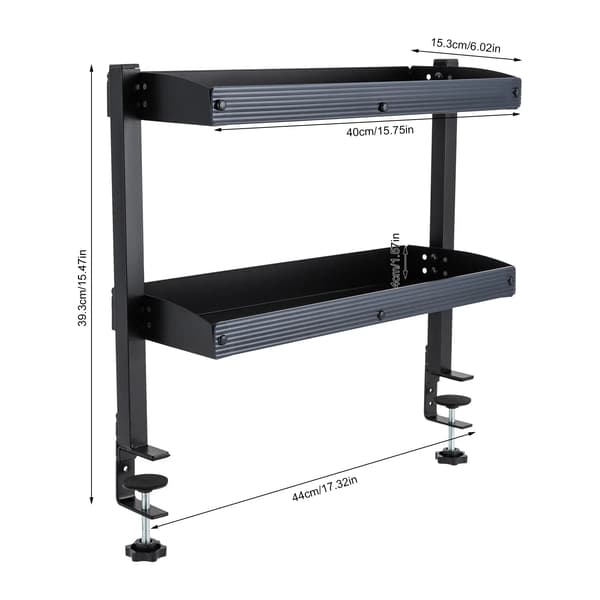 Klemme-bordhylde, Robust design, Pladsbesparende løsning,sort