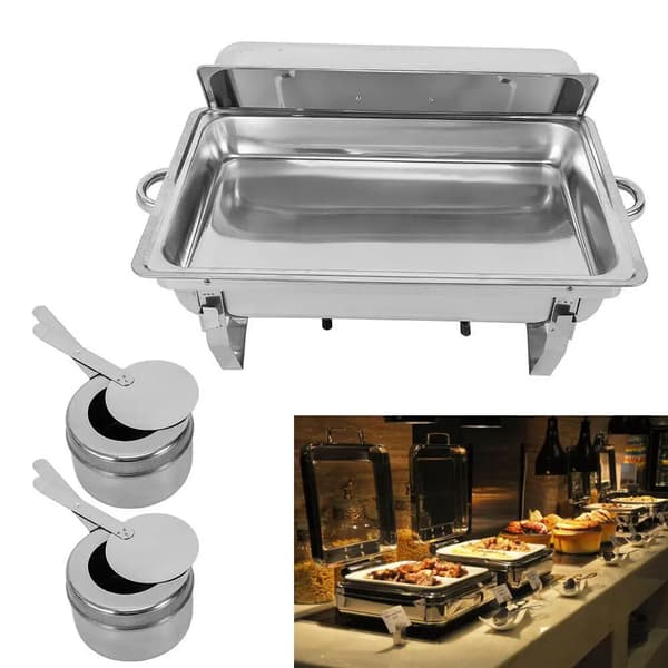 Chafing Dish, Rustfrit Stål, 9 Liter Kapacitet,Sølv
