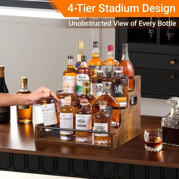 Display Rack, Rustik Design, Multi-Tier Opbevaring,Brun, 4-lags