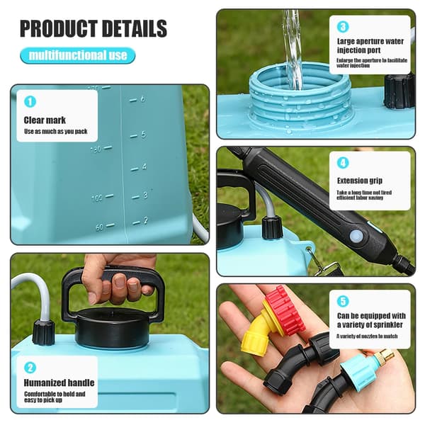 Elektrisk Spruta, Bärbar Design, Lång Batteritid,8L Blå